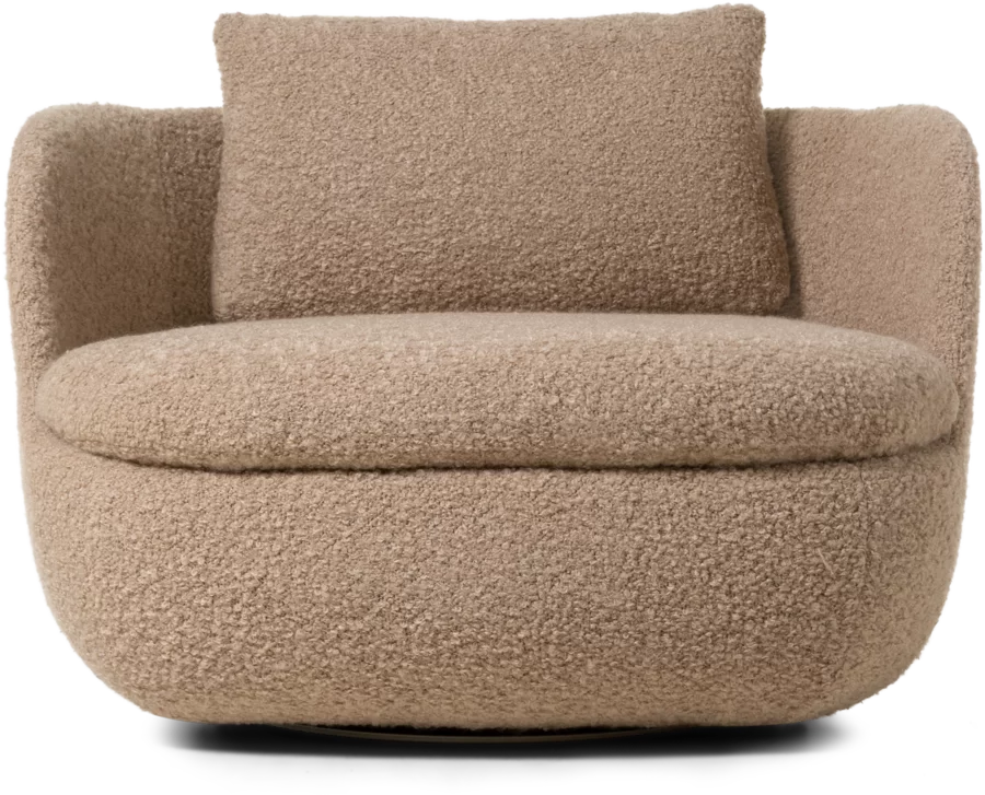 Bart Armchair Swivel Blushing Sloth wooly fabric